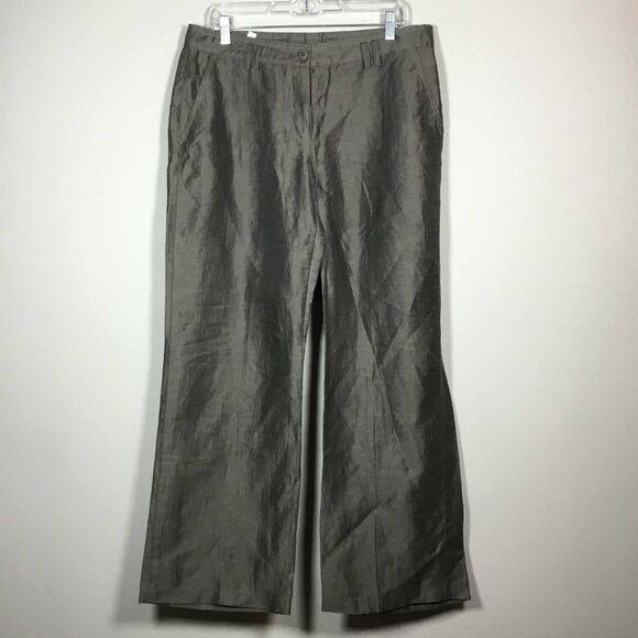 Bianca Taupe Linen Blend Minimalist Wide Leg Slouchy Clean Girl Pants Size 12 - Picture 1 of 7